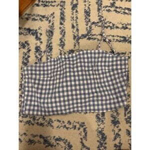 Brandy Melville John Galt Blue Gingham Kimberly Tie Back Top